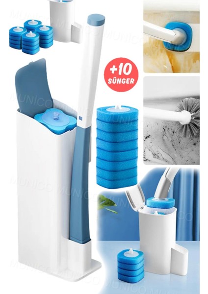 Özel Deterjanlı Klozet Temizleme Fırçası Kullan At Süngerli Mavi Su Deterjanlı Tuvalet Fırçası Seti fırsatları
