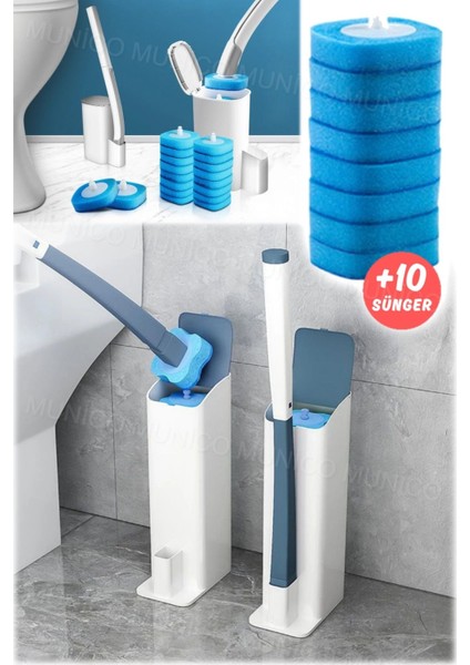 Özel Deterjanlı Klozet Temizleme Fırçası Kullan At Süngerli Mavi Su Deterjanlı Tuvalet Fırçası Seti indirimleri