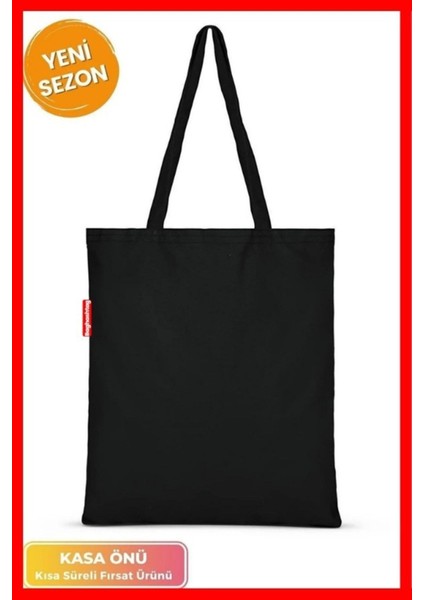Siyah Bez Çanta 38*42 Omuz Askılı