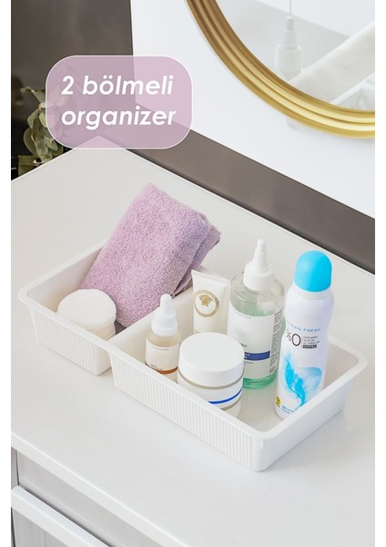 Wh-72 Çekmece Içi Iki Bölmeli Çok Amaçlı Organizer Beyaz- Dolap Içi Düzenleyici Organizer