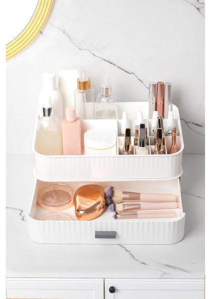 0619 Çekmeceli Takı Makyaj Organizeri Düzenleyici Makyaj Çekmeceli Bijuteri Mücevher Kutusu Beyaz fiyatları