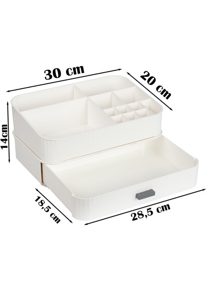 0619 Çekmeceli Takı Makyaj Organizeri Düzenleyici Makyaj Çekmeceli Bijuteri Mücevher Kutusu Beyaz fırsatları