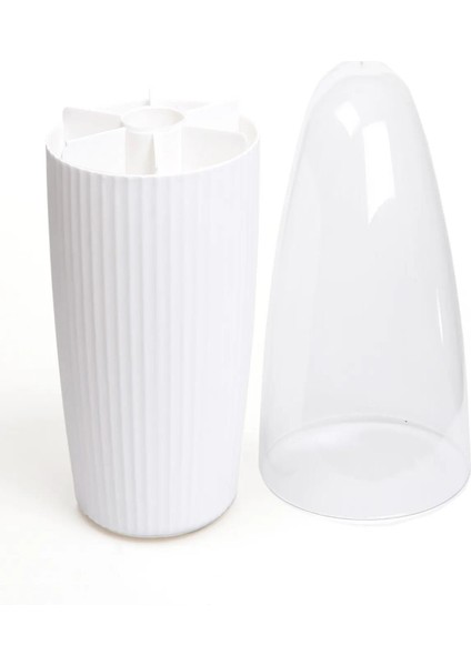 3 Adet 7 Bölmeli Makyaj Fırçası ve Kozmetik Düzenleyici Şeffaf Kapaklı Toparlayıcı Organizer Beyaz fırsatları