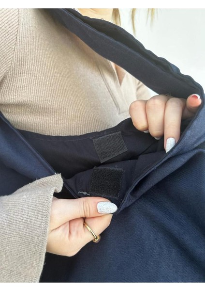 Lacivert Baget Cırtcırtlı, Astarlı, Kumaş Bez Çanta, Kadın Kol ve Omuz Çantası fırsatları