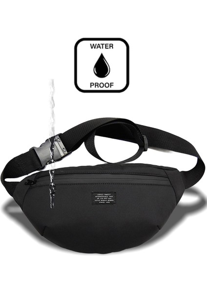 Unisex Siyah Kışlık Su Geçirmez Kumaş Özellikli Omuz ve Bel Çantası