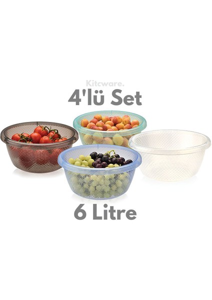 Çok Amaçlı Badya, Hamur Leğeni, Bulaşık Leğeni, Saklama Kabı, 4 Adet - 6 Litre