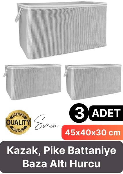 3 Adet Çok Amaçlı Kazak Pike Battaniye Kıyafet Hurcu Dolap Düzenleyici Yerden Tasarruf Baza Altı