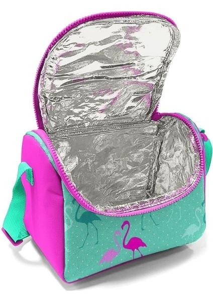 Kids Su Yeşili Neon Pembe Flamingo Desenli Çekçekli 3'lü Çanta Seti SET0123131 indirimleri