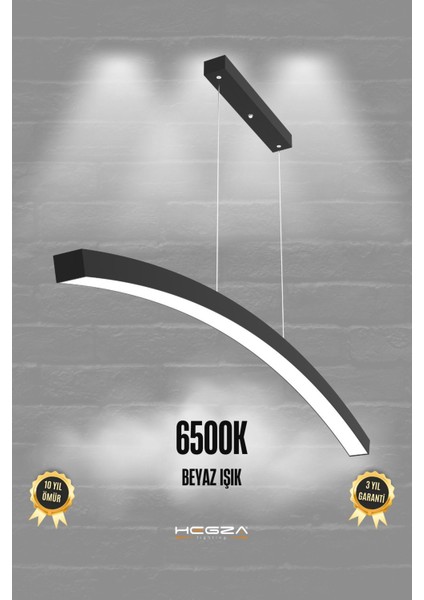 Luna ( Siyah Kasa, Beyaz Işık ) Ledli Modern LED Avize, Salon, Mutfak, Oturma Yatak Odası, Sarkıt