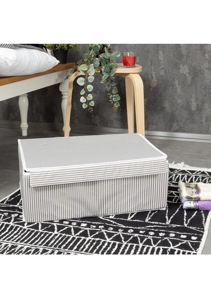 4 Adet Çok Amaçlı Kapaklı Kutu Baza Boy Gri 50X40X19 cm modelleri
