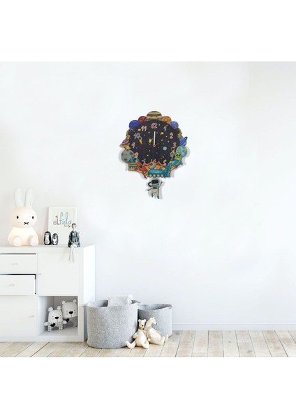 3 Boyutlu Ahşap Uzay ve Gezegenler Çocuk Odası Ahşap Duvar Saati ELF-2312023 fiyatları