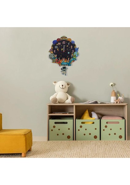 3 Boyutlu Ahşap Uzay ve Gezegenler Çocuk Odası Ahşap Duvar Saati ELF-2312023 modelleri