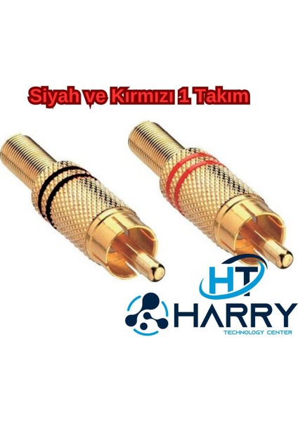 2 Adet Gold Rca Fiş Erkek Metal Konnektör (Kırmızı ve Siyah 1 Takım)