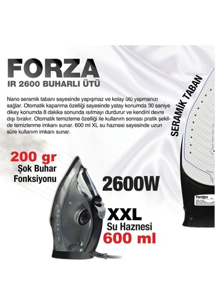 Forza 2600 Watt Seramik Tabanlı 200 gr Şok Buharlı Ütü modelleri