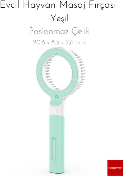 Adipa Pr Evcil Hayvan Masaj Fırçası - Yeşil - Paslanmaz Çelik