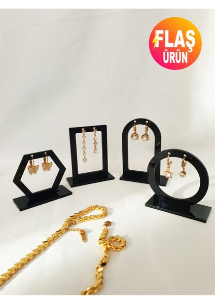 4'lü Set Küpe Standı, Pleksi Organizer, Tezgah Standı, Takı Çekim Standı Geometrik