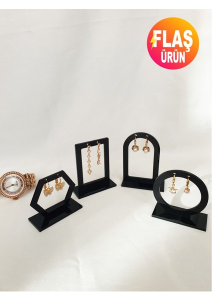 4'lü Set Küpe Standı, Pleksi Organizer, Tezgah Standı, Takı Çekim Standı Geometrik indirimleri