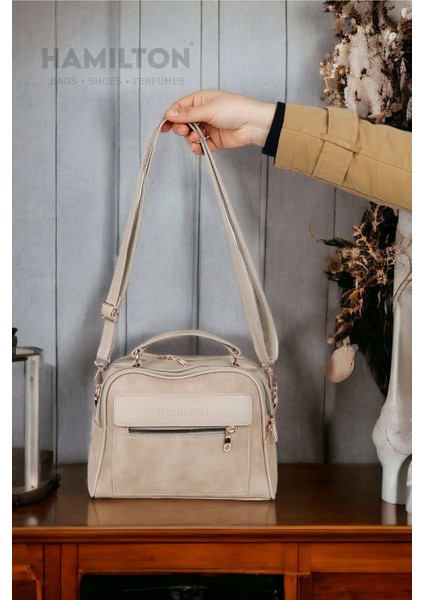 Orijinal Kadın Çapraz ve Elde Ayarlanabilir Askılı Deri Dokulu Üç Gözlü Büyük Şık Omuz ve El Çanta fiyatları