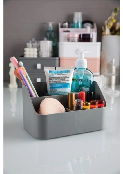 5 Bölmeli Makyaj Organizer - Takı Kozmetik Aksesuar Düzenleyici Saklama Kutusu Antrasit modelleri