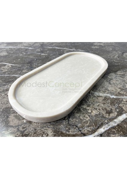 Doğal Bej Mermer Oval Tepsi, Banyo Düzenleyici, Sunum Tabağı fırsatları