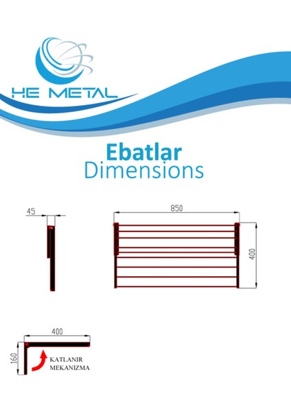 Duvara Monte Katlanabilir Çamaşır Askısı - 85X40 cm fırsatları