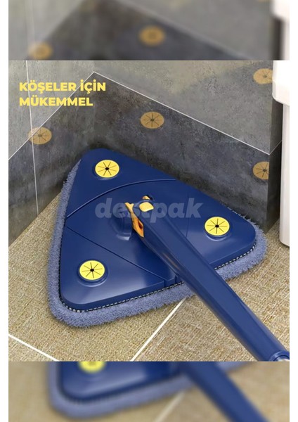 Kendinden Sıkmalı Üçgen Mop - Yer, Cam, Tavan - Köşeler Için Mükemmel ve Pratik Temizlik Yedek Bezl modelleri