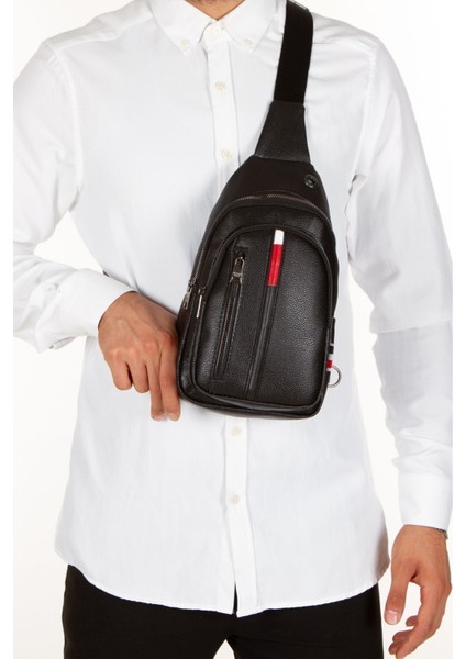 Unisex Deri Çapraz Askılı Çanta Göğüs Çanta Tek Kol Omuz Çanta Kulaklık Çıkışlı Bodybag Günlük indirimleri