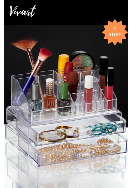 3 Katlı Çekmeceli Makyaj Düzenleyici Organizer Set