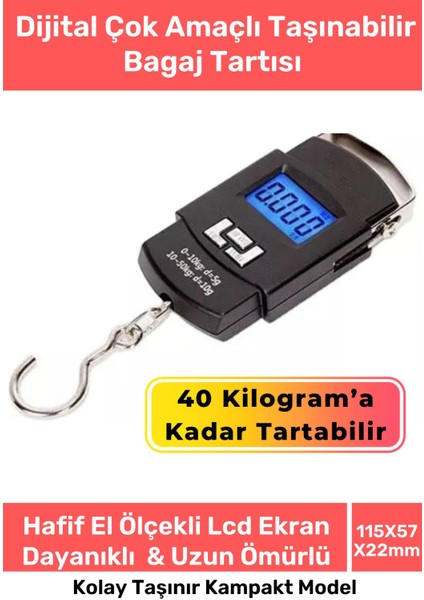 Deluxe LCD Ekran Seyahat Bavul Ağırlık Tartı Dijital Çok Amaçlı Taşınabilir Bagaj Tartısı Max 40 kg