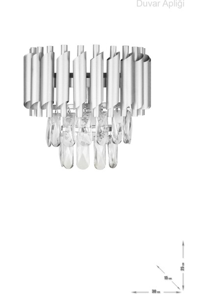 Palmira Prizma Kesim Kristal Taşlı Lüks Aplik - (Gümüş-Yaldız) fiyatları