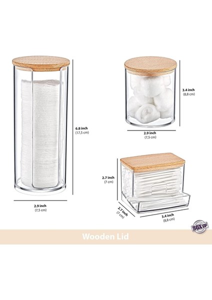 Ahşap Kapak Görünümlü 3'lü Organizer Seti- Şık Makyaj Organizer-Plastik modelleri