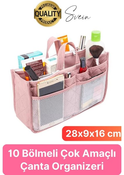 Çok Fonksiyonlu Kulplu Çanta Içi Düzenleyici Organizer Bölmeli Kumaş Taşınabilir Kozmetik Dayanıklı