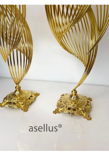 2 Li Lüks Helezon Seti: Döküm Zamak Ayaklı Dekorasyon Seti ile Şık Metal Tasarım ve Helezon fırsatları