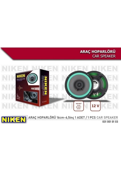Araç Hoparlörü 16CM 6.5inç 4 Ohm 180 Watt (1 Adet)