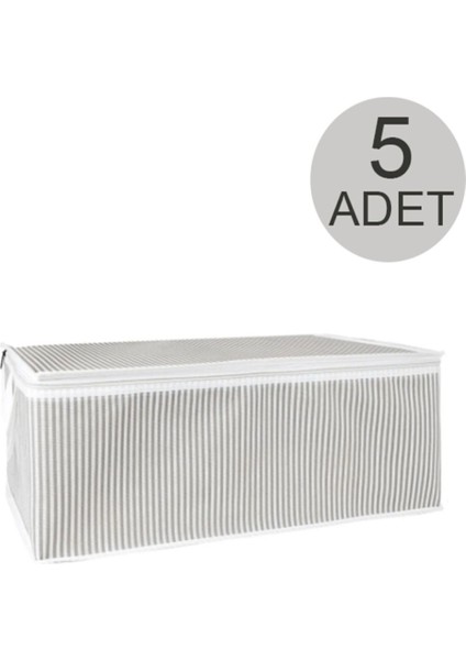 Antrasit Çizgili 5 Adet Yorgan Hurcu - 100X50X50 cm | Ekstra Dayanıklı Yorgan Düzenleyici