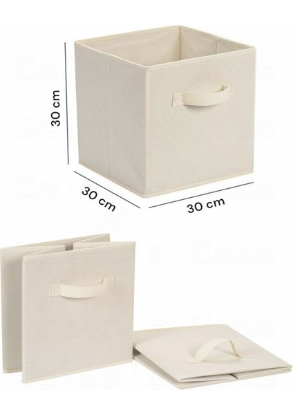 Bej 6'lı Kapaksız Saklama Kutusu Sepet Organizer Dolap Içi Çamaşır Oyuncak Düzenleyici 30X30X30CM modelleri