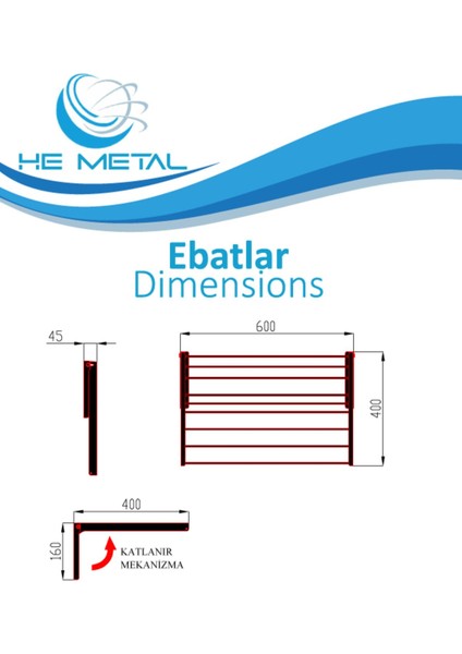 Duvara Monte Katlanabilir Çamaşır Askısı - 60X40 cm fırsatları