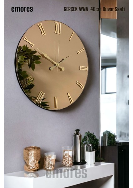 41 cm Gerçek Ayna Pleksi Rakam Dekoratif Duvar Saati
