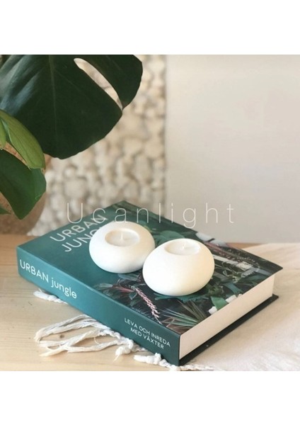 2’li Dekoratif Iskandinav Konsept Taş Mumluk (2 Adet)