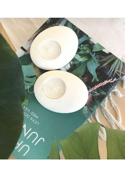 2’li Dekoratif Iskandinav Konsept Taş Mumluk (2 Adet) modelleri