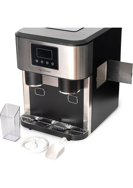 Buz Yapıcı - Crush Ice & Küp Buz & Soğuk Su Hazneli 3in1 Lcd Dokunmatik Ekranlı Akıllı Inox Buz Makinesi – Slt01 (Su Arıtma Sistemi Destekli)