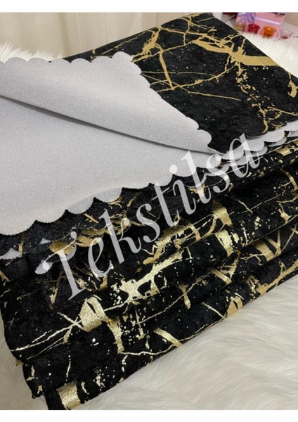 Koltuk Çekyat Örtüsü Yeni Moda Altın Varaklı Dekoratif Siyah Zemin Süngerli Koltuk Örtüsü 1 Adet