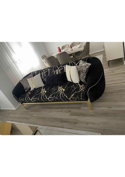 Koltuk Çekyat Örtüsü Yeni Moda Altın Varaklı Dekoratif Siyah Zemin Süngerli Koltuk Örtüsü 1 Adet indirimleri