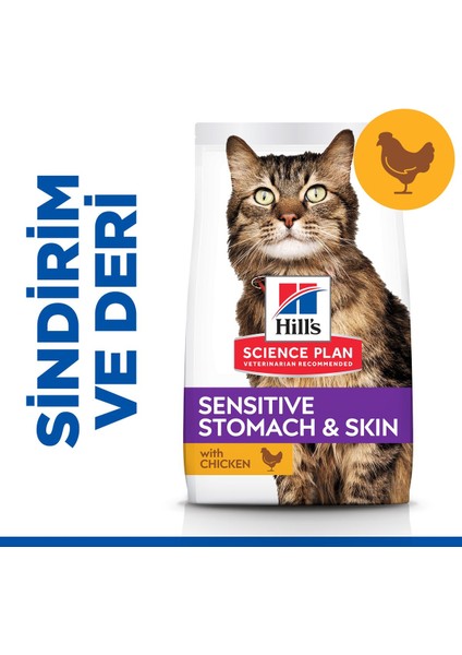 Scıence Plan Mide ve Deri Hassasiyeti Tavuklu Yetişkin Kedi Maması 1,5 kg x 3 Adet