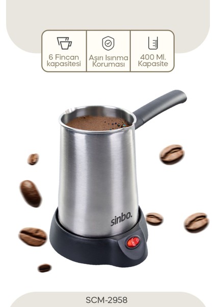 SCM-2958 Kablosuz Elektrikli Cezve - Inox