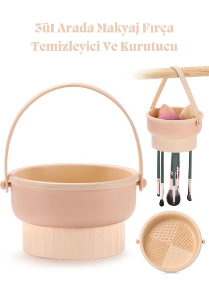 3'1 Arada Makyaj Fırçası ve Süngeri Temizleme Matı & Makyaj ve Kozmetik Düzenleyici Organizer