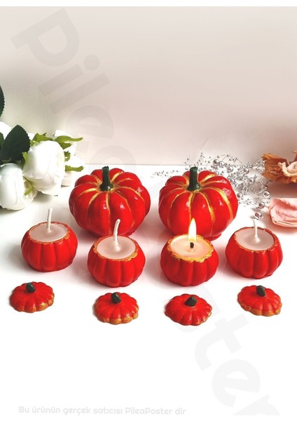 Sevgililer Günü Mumluk Seti 6 Lı |kabak Biblo Set |dekoratif Bal Kabakları|kırmızı|dekoratif Obje|