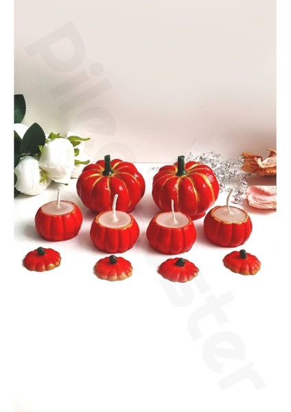 Sevgililer Günü Mumluk Seti 6 Lı |kabak Biblo Set |dekoratif Bal Kabakları|kırmızı|dekoratif Obje| modelleri