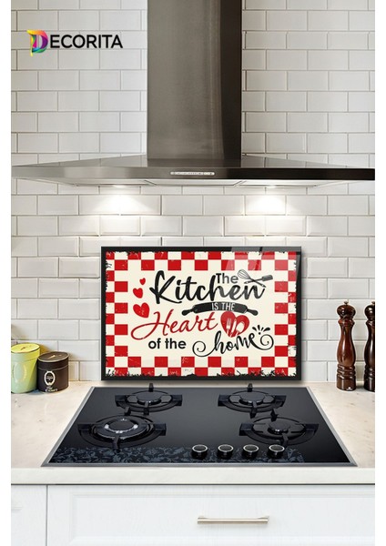 Cam Ocak Arkası Koruyucu | Kitchen Heart | 40CM x 60CM