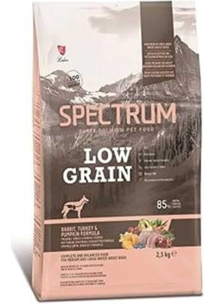 Spectrum Tavşanlı Hindili ve Bal Kabaklı Orta ve Büyük Irk Düşük Tahıllı Yetişkin Köpek Maması 2,5k